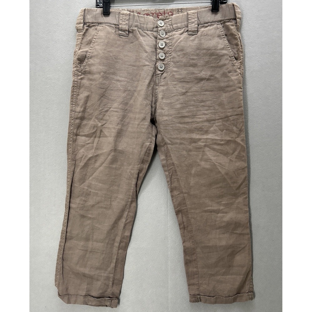Pete&Greta for Pant Brown Linen Pants Unisex Size Small Button Fly Cropped
